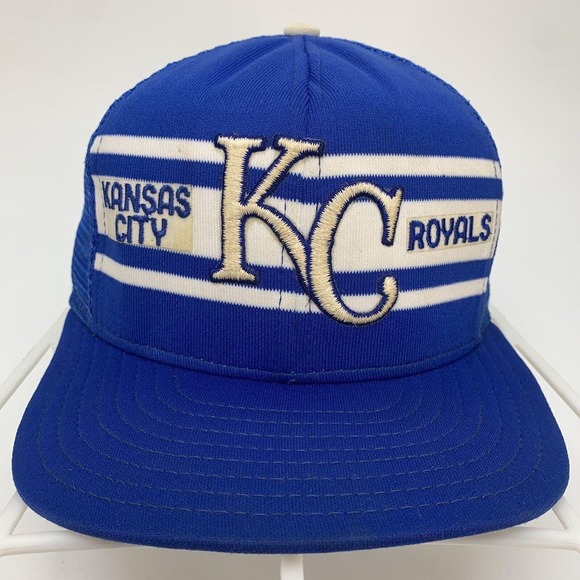 AJD Other - Vintage Kansas City Royals Mesh Back Trucker Snapback Hat Superstripe Large USA